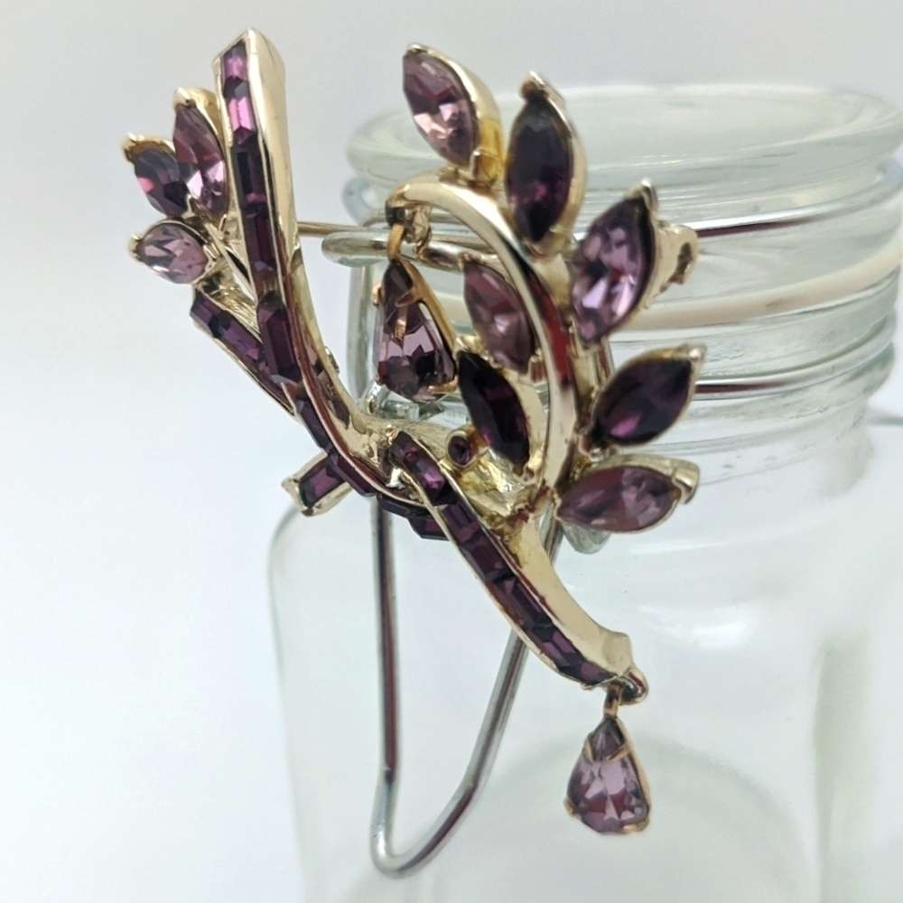 Vintage Purple Rhinestone Brooch - Picture 5 of 12